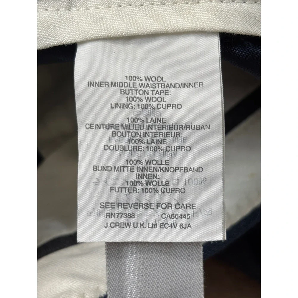 J. Crew Tollegno 1900 Dress Pants Men's Slim Fit 30x30 Blue Wool Trousers EUC